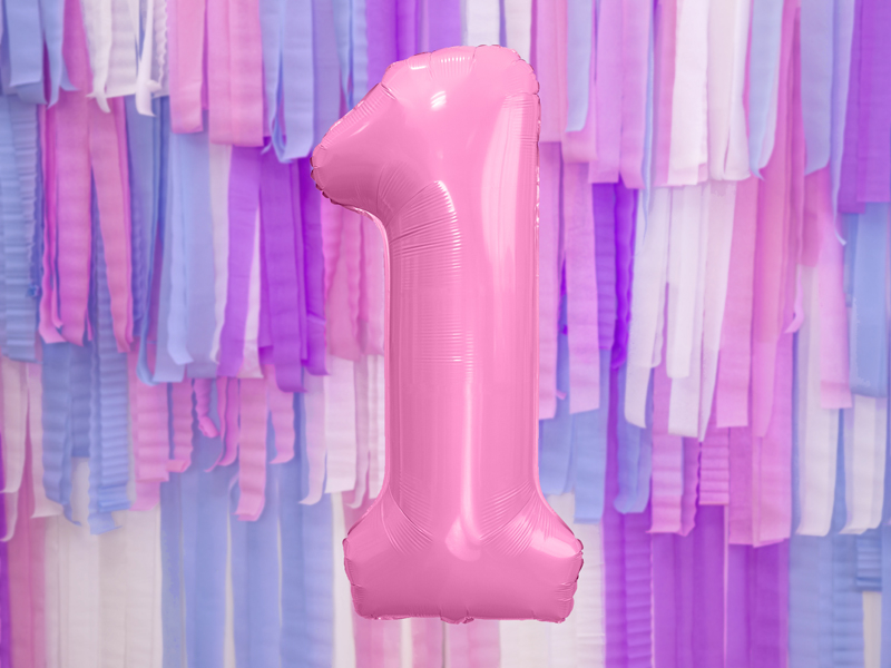 Cijfer folie balloon roze 86cm 1 Cijfer folie balloon roze 86cm