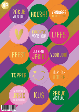 A5 Stickervel Feest Funky color (15 stickers) 2 A5 Stickervel Feest Funky color (15 stickers)